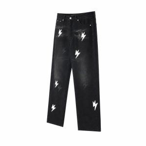 Black Washed White Lightning Straight-Leg Jeans