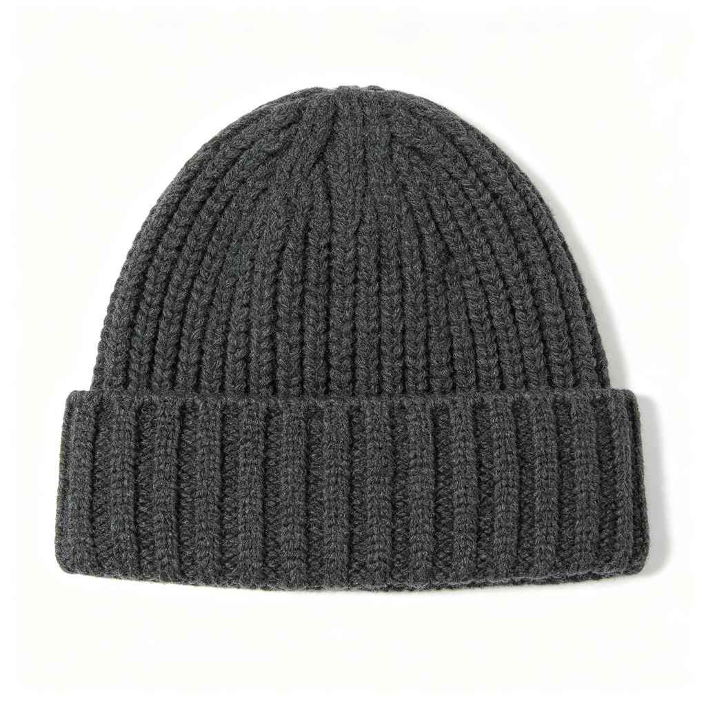 Dark Grey Chunky Ribbed Knit Beanie – unisex hat and everyday headwear