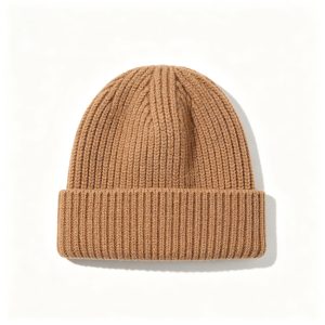 Camel Chunky Ribbed Knit Beanie – unisex hat and everyday headwear