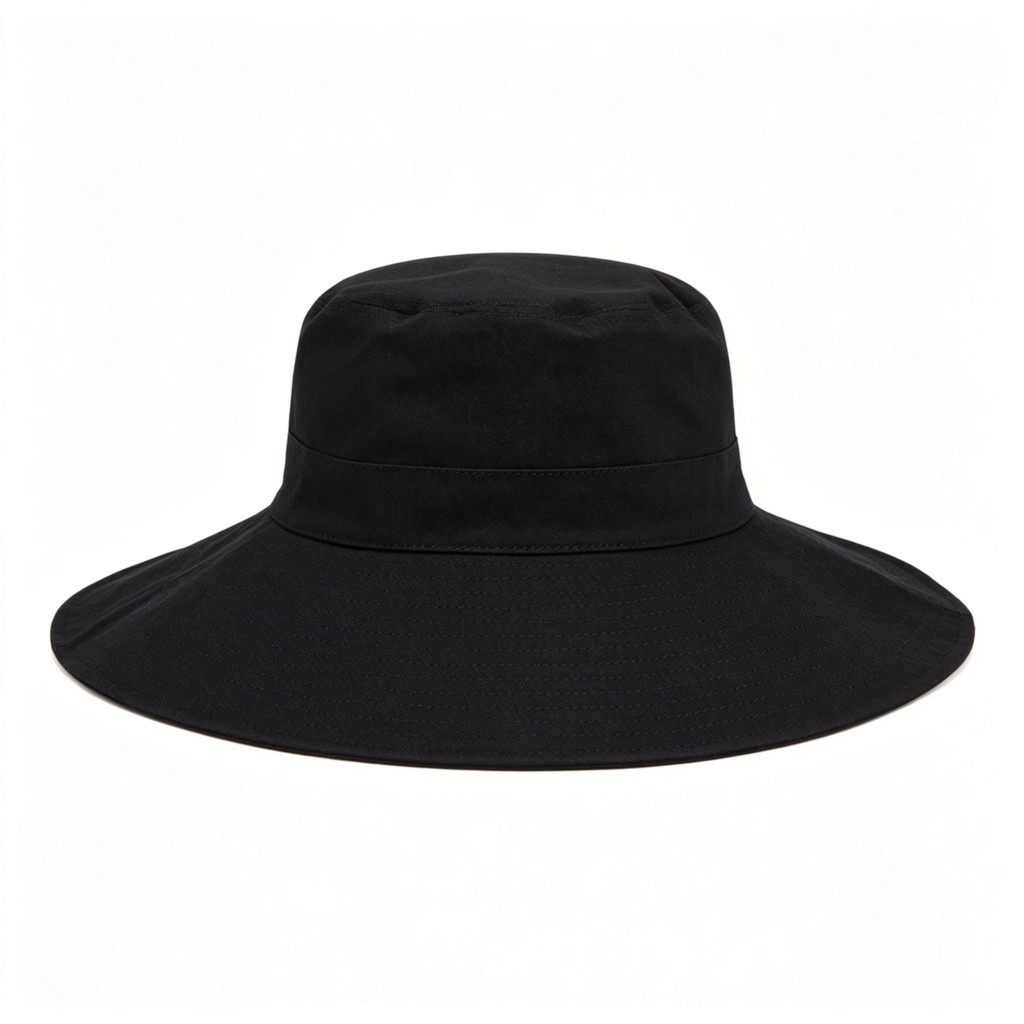 Black Wide Brim Bucket Hat – unisex hat and everyday headwear