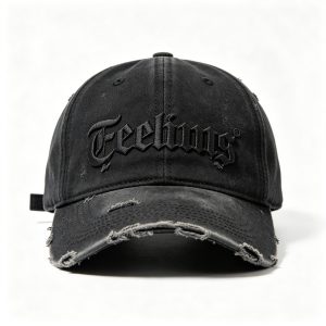 Black Distressed Gothic Letter Baseball Cap – unisex hat and everyday headwear