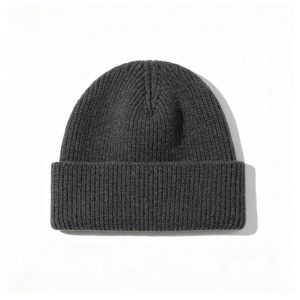 Dark Grey Chunky Ribbed Knit Beanie