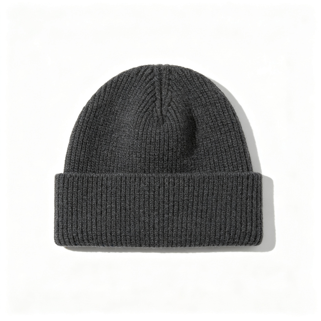 Dark Grey Chunky Ribbed Knit Beanie