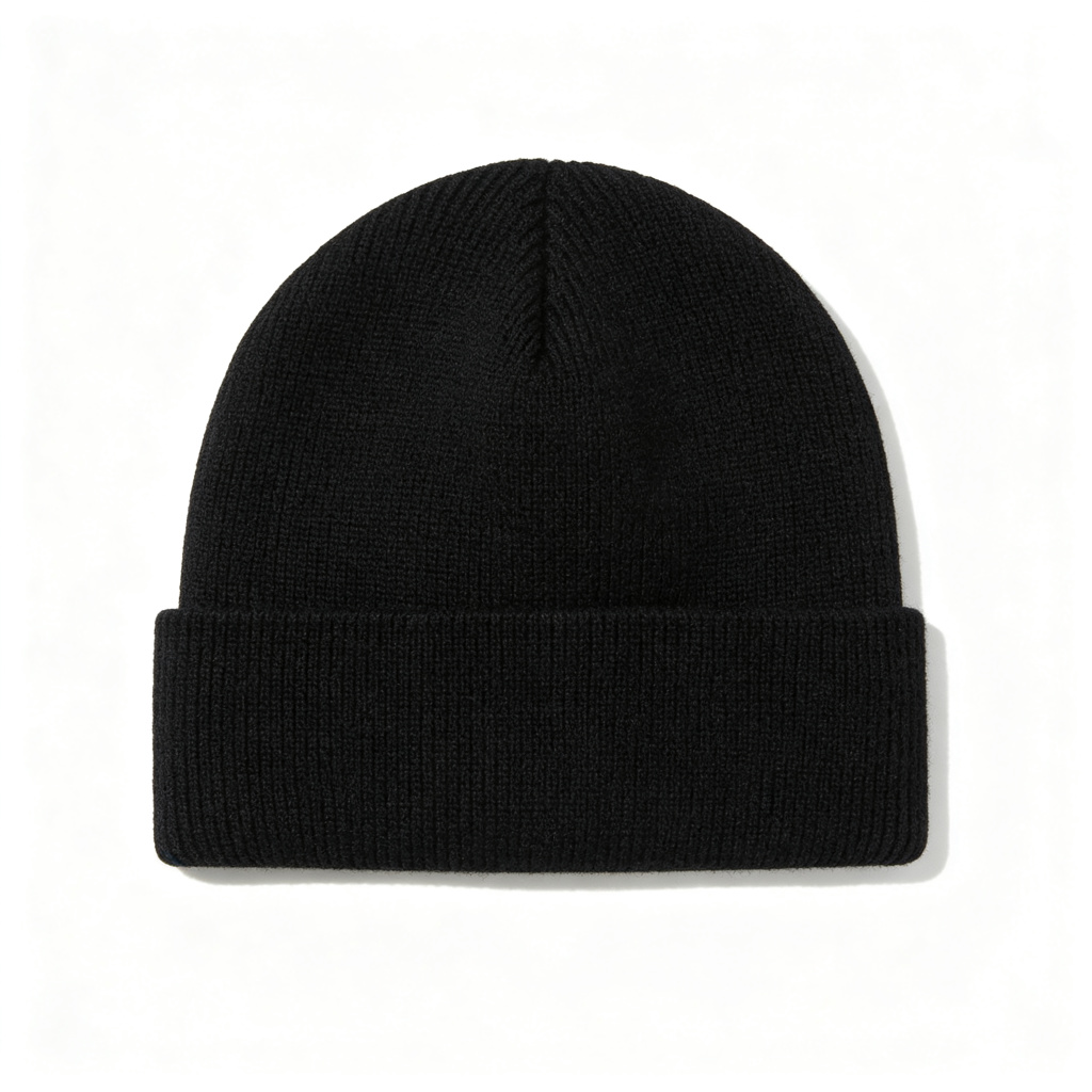 Black Ribbed Knit Cuff Beanie
