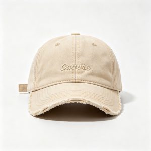 Beige Washed Distressed Baseball Cap