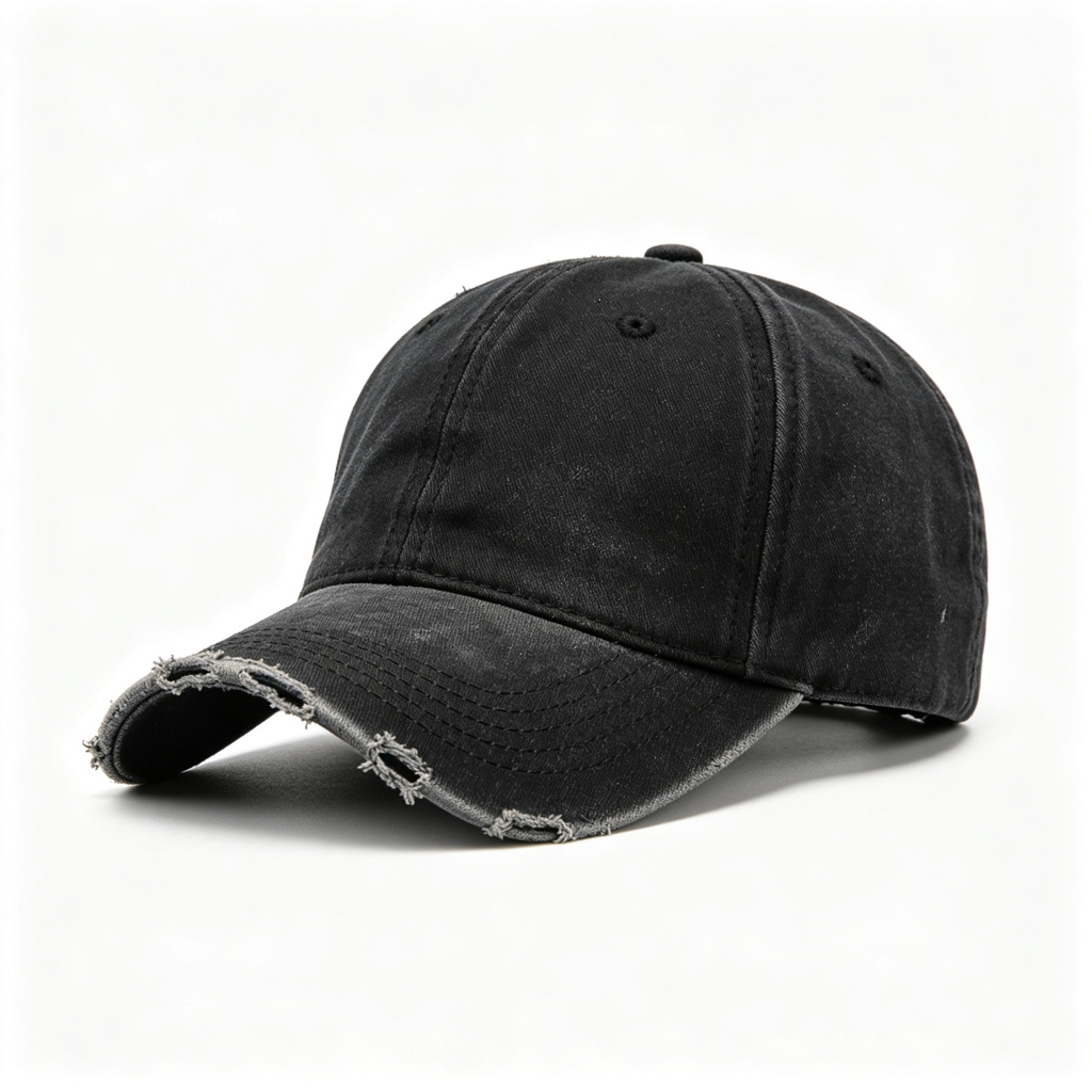 Black Distressed Gothic Letter Baseball Cap – unisex hat and everyday headwear