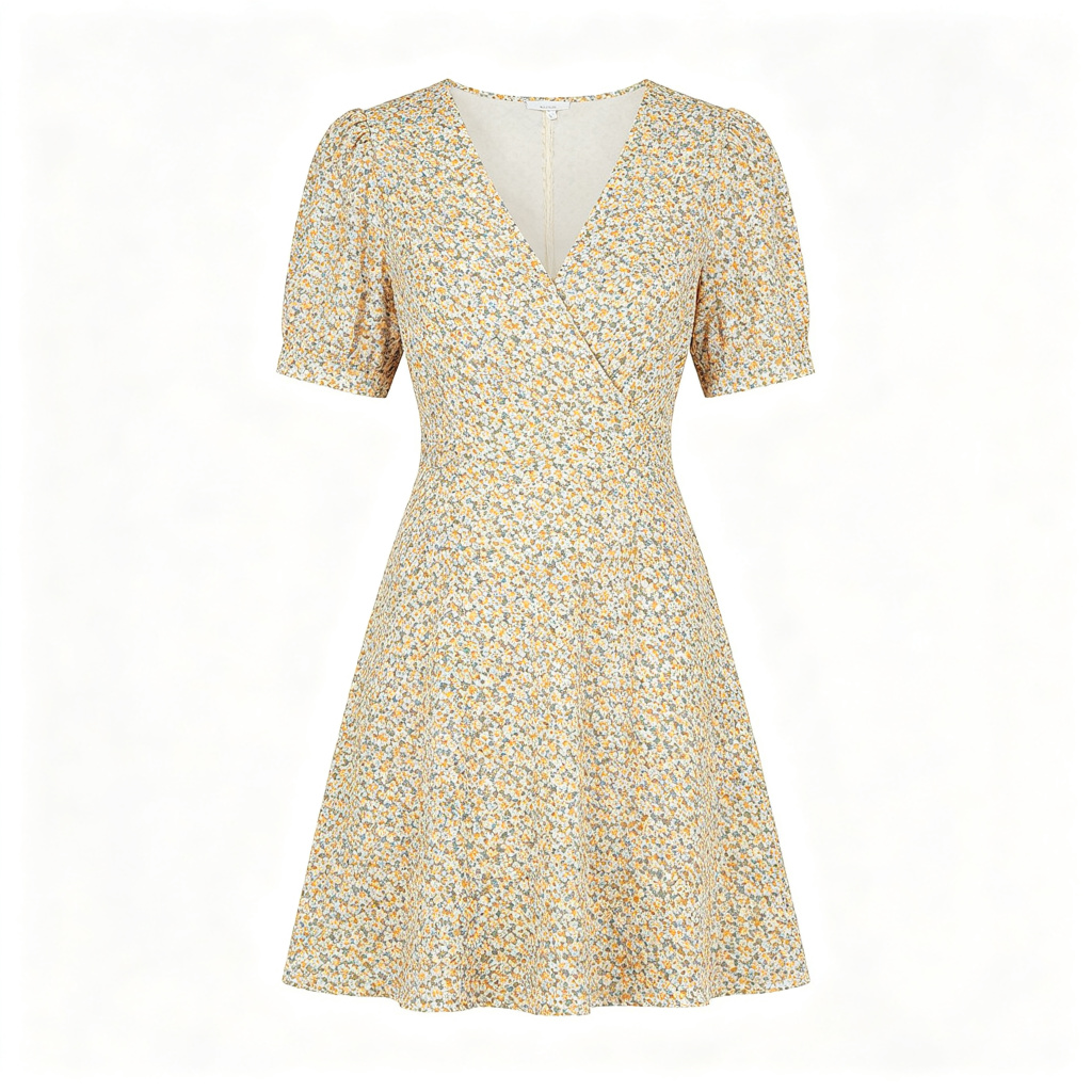 Floral Print V-Neck Mini Dress – affordable fashion online