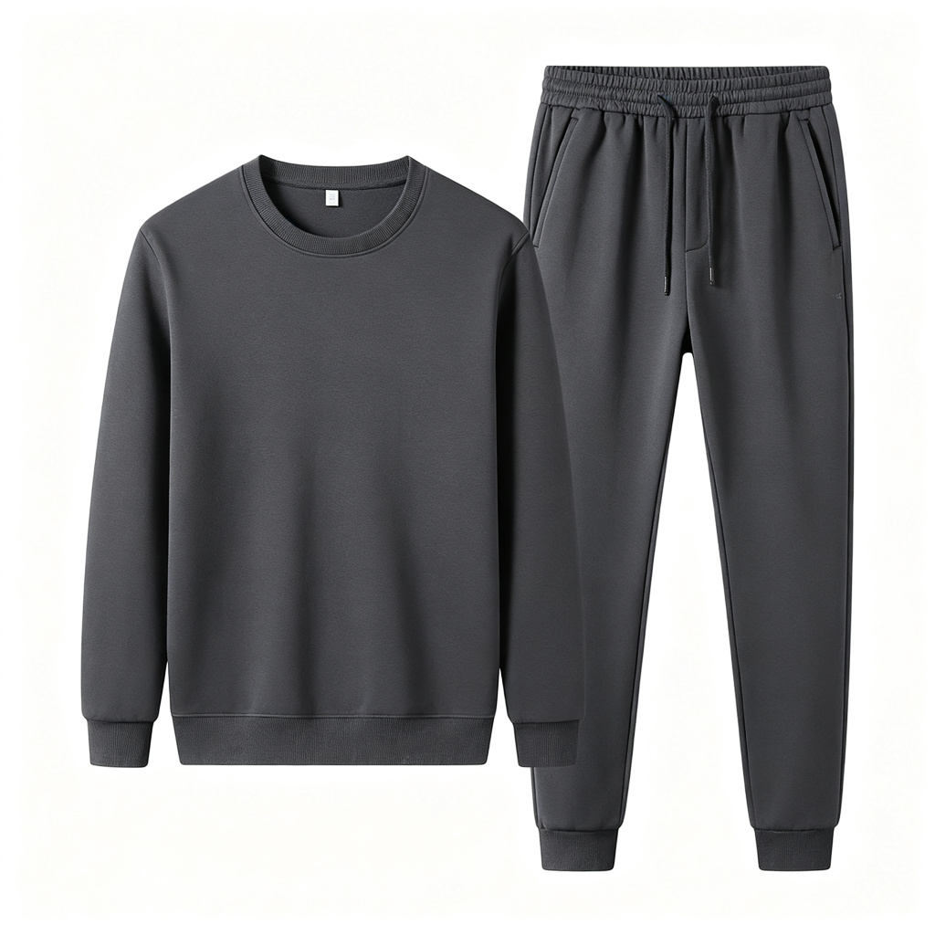 Dark Grey Crew Neck Sweatshirt & Sweatpants Set – casual hoodie and streetwear sweatshirt