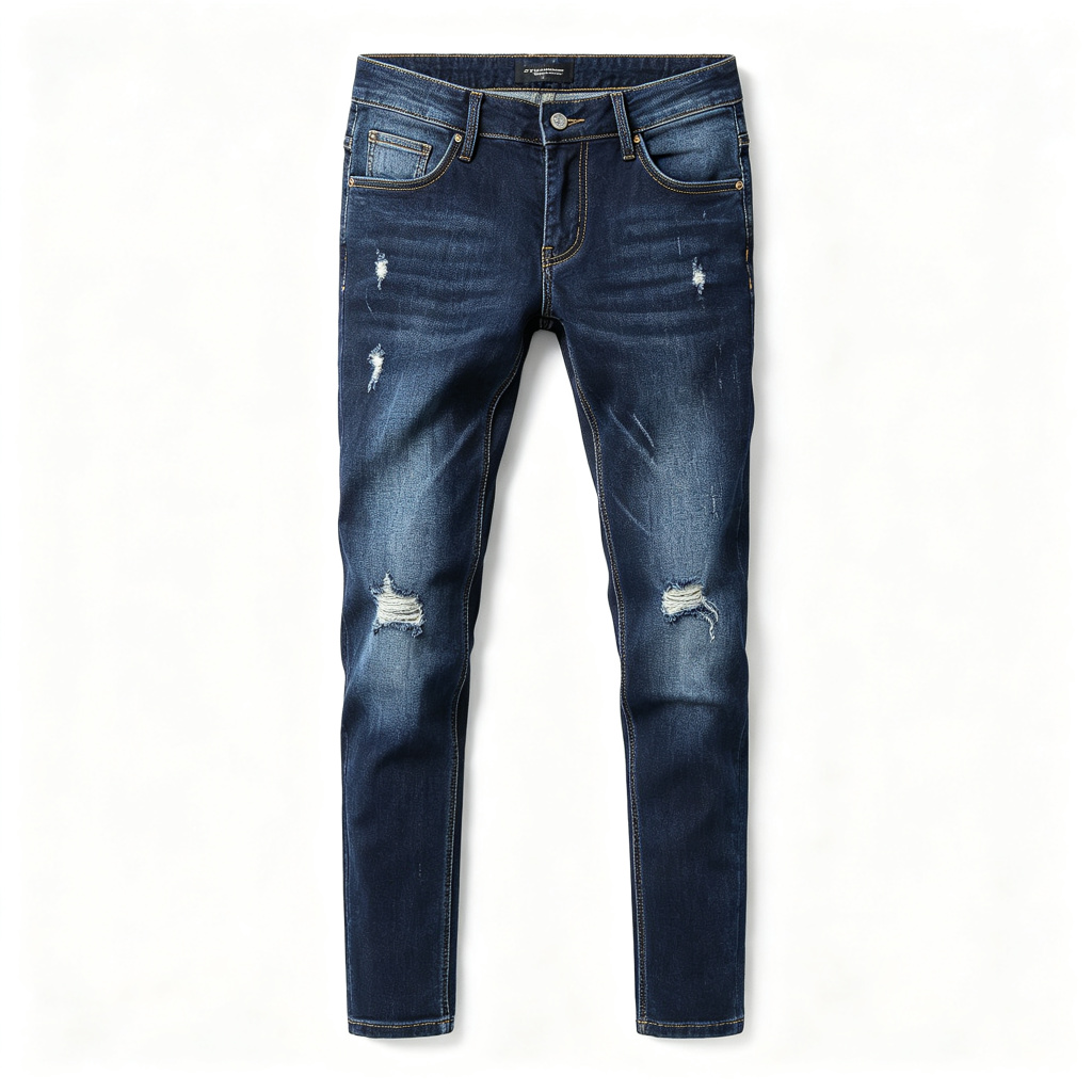 Dark Blue Ripped Slim Fit Jeans – casual bottoms and everyday streetwear