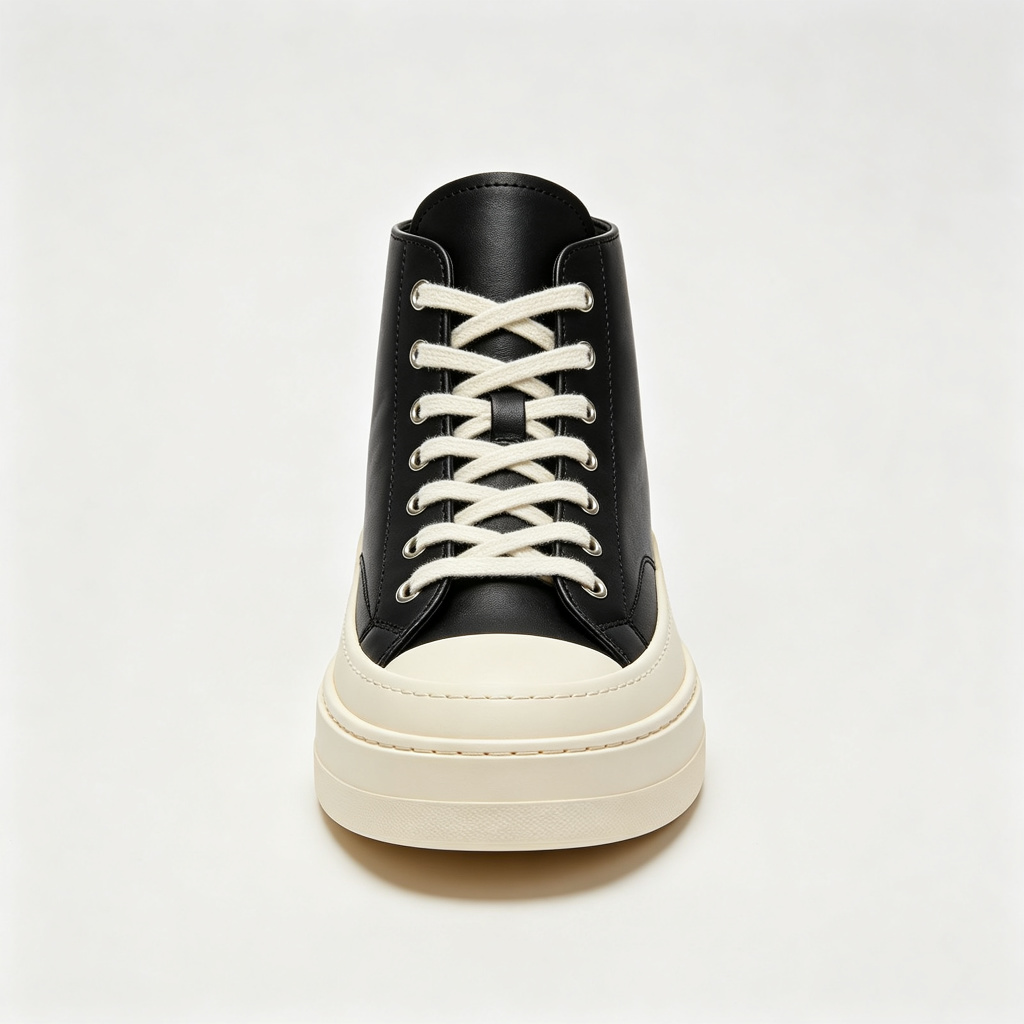 Black Leather High Top Platform Sneakers – comfortable casual shoes and sneakers