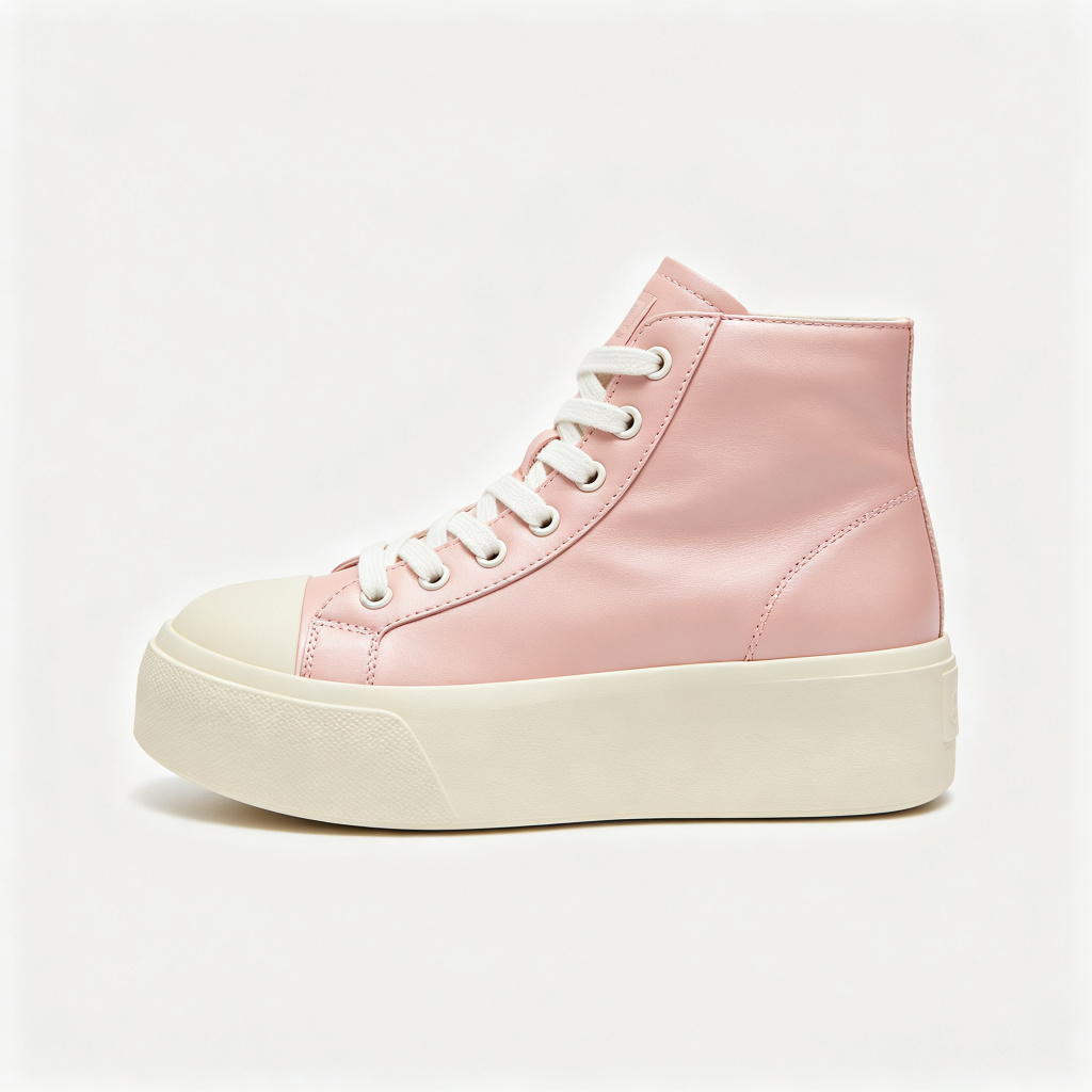 Pink Leather High Top Platform Sneakers – comfortable casual shoes and sneakers