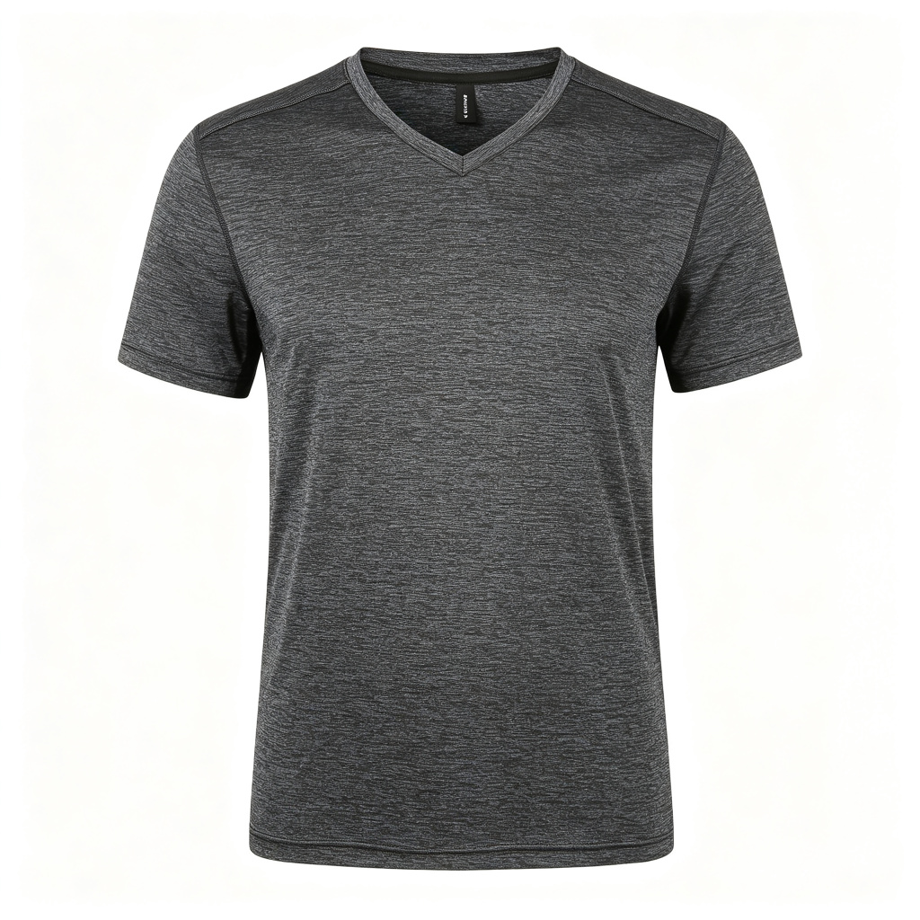 Dark Grey V-Neck Short Sleeve Athletic T-Shirt – casual T-shirt and everyday top