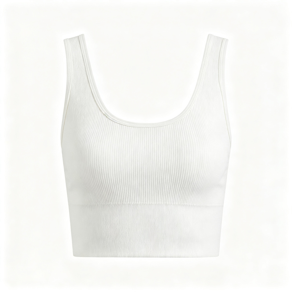 White Ribbed Racerback Cropped Tank Top – casual T-shirt and everyday top