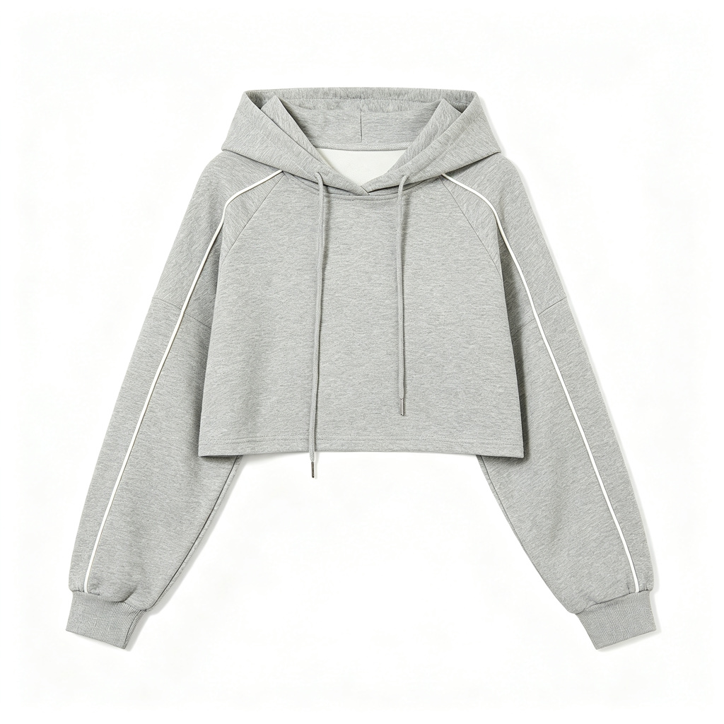 Heather Grey Cropped Hoodie Sweatshirt – casual hoodie and streetwear sweatshirt
