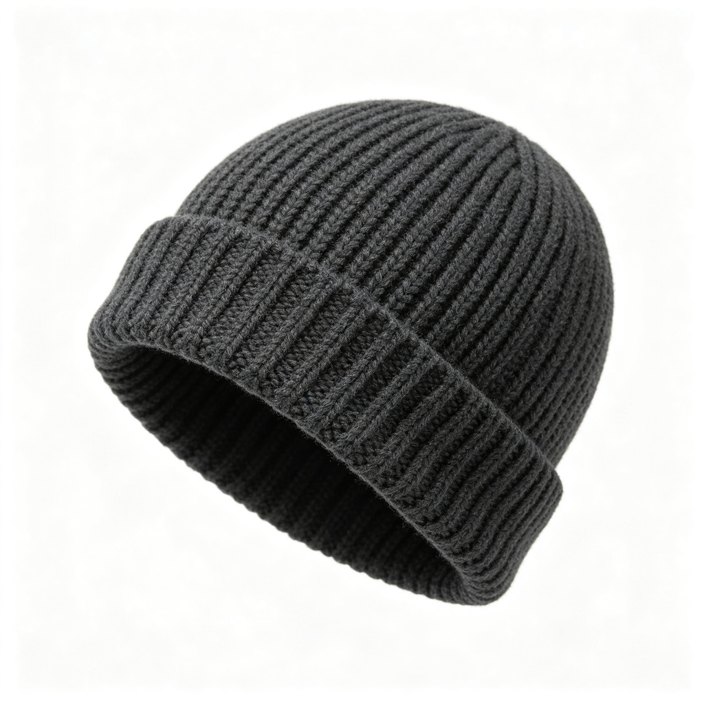 Dark Grey Chunky Ribbed Knit Beanie