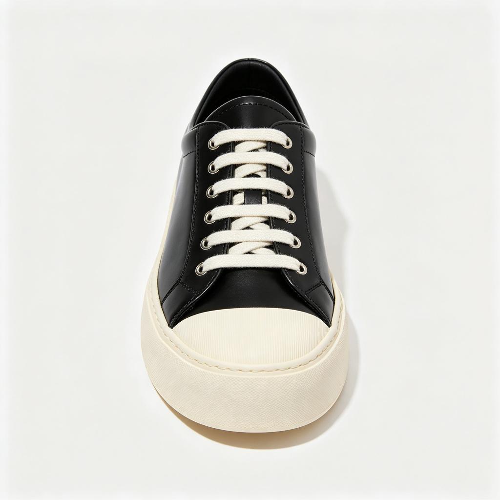 Black Leather Low Top Platform Sneakers