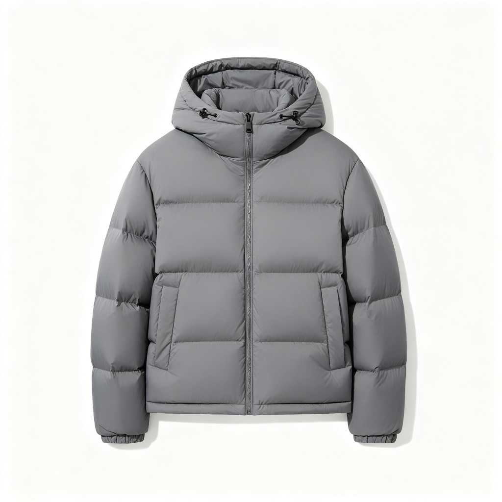 GrayHooded Down Jacket
