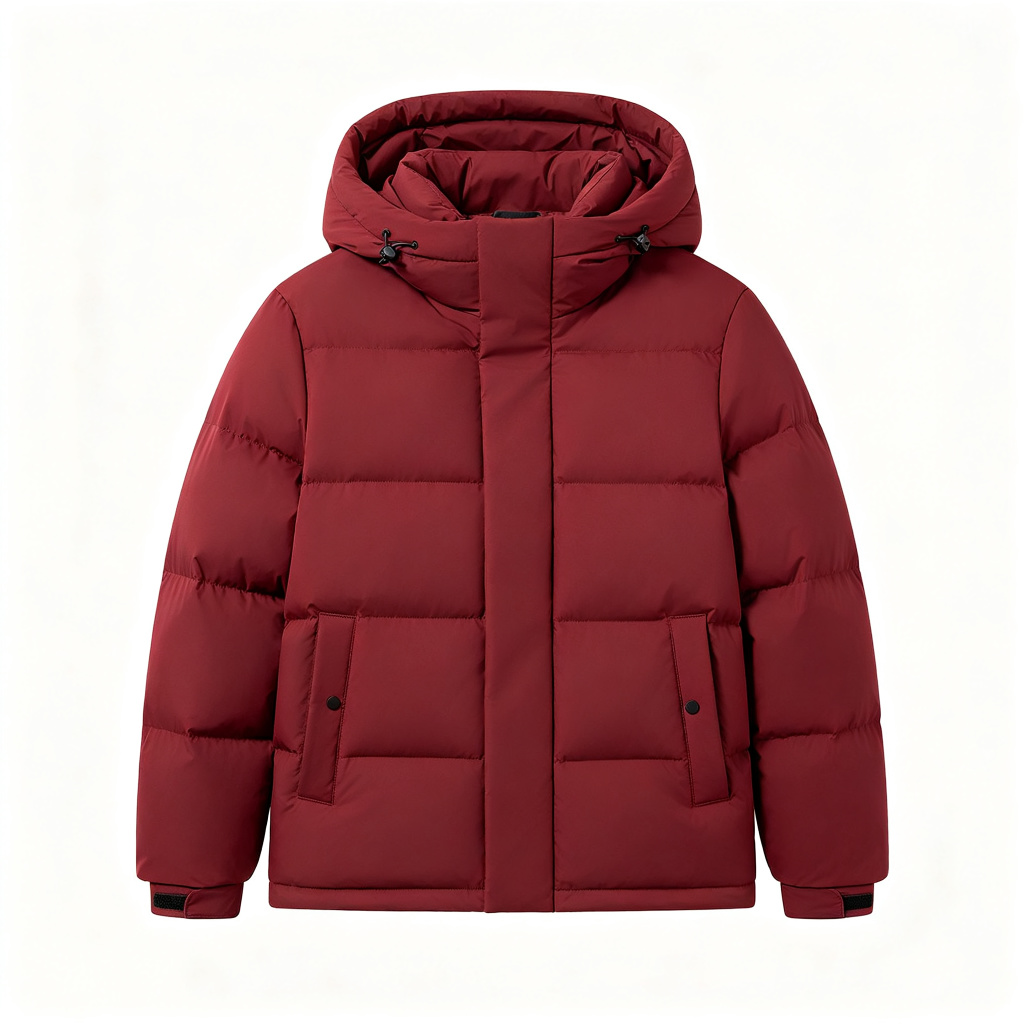 BurgundyHooded Down Jacket