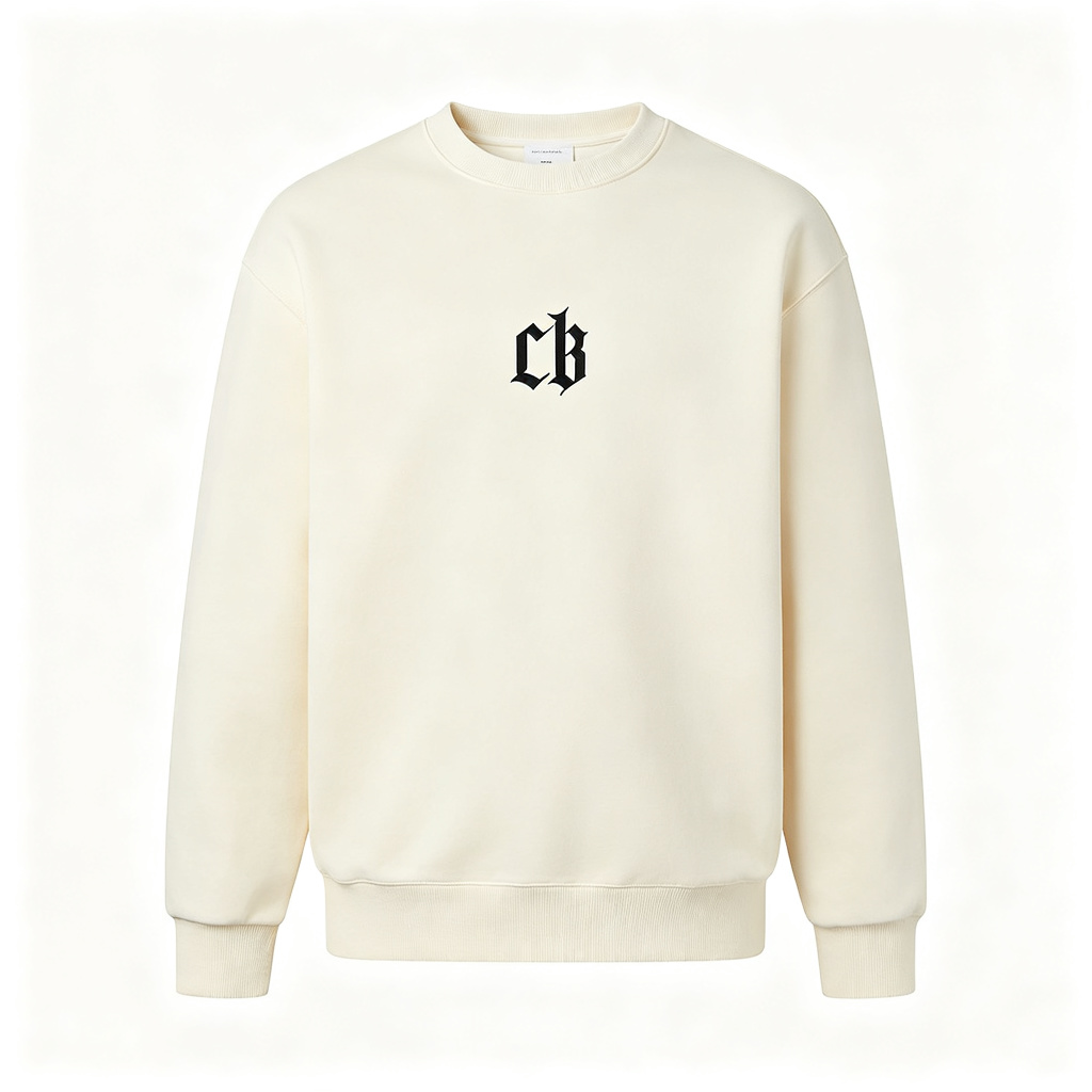 Cream White Letter Print Crewneck Sweatshirt