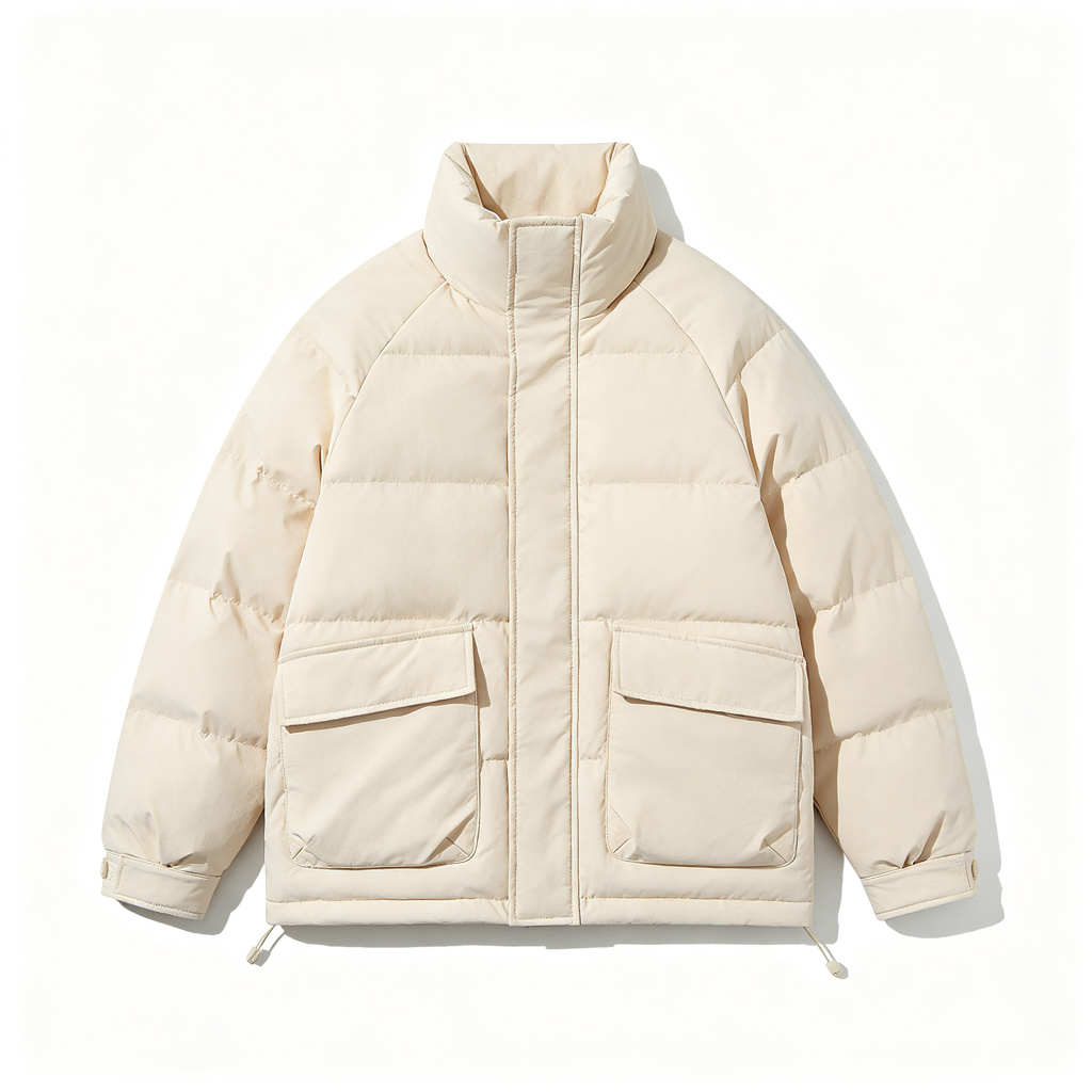 BeigeStand-Collar Down Jacket