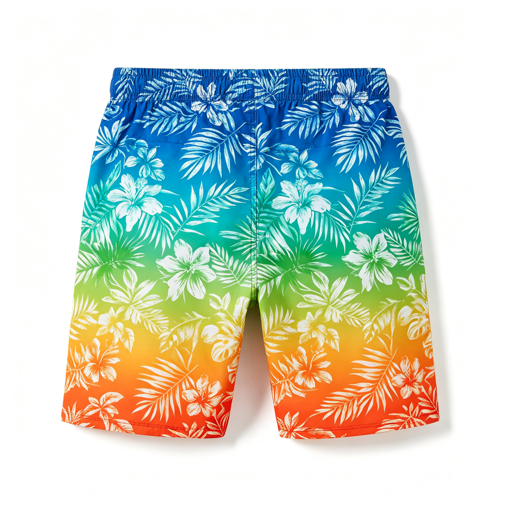 Colorful Gradient Tropical Print Beach Shorts – casual bottoms and everyday streetwear