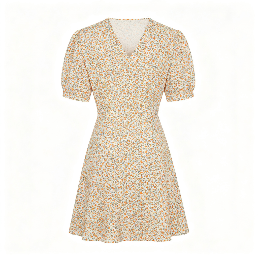 Floral Print V-Neck Mini Dress – affordable fashion online