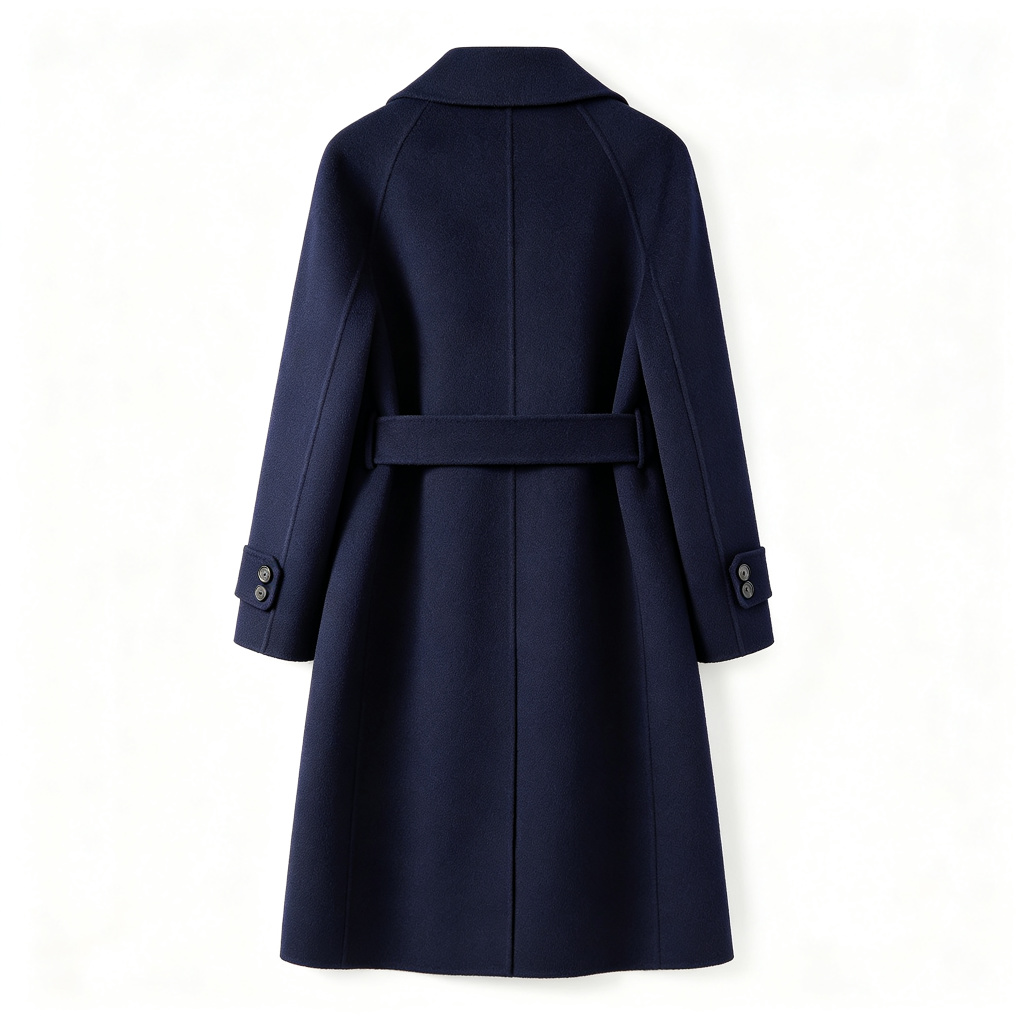 Navy Blue Double-Breasted Wool Coat – warm winter jacket and outerwear