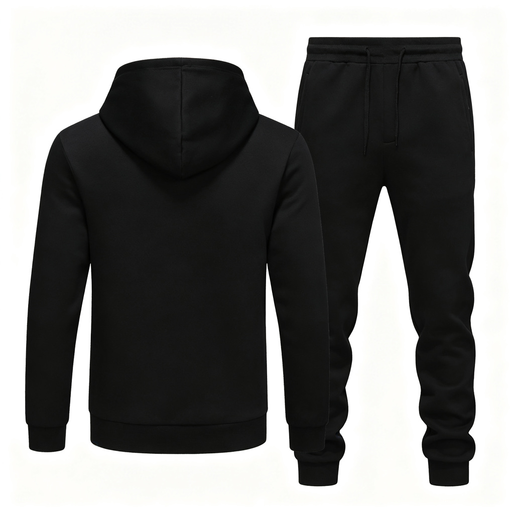 Black Geometric Print Hoodie & Sweatpants Set – casual hoodie and streetwear sweatshirt