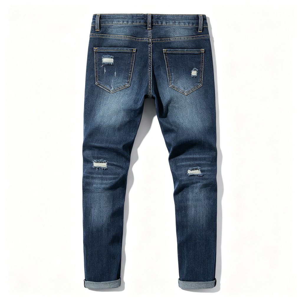 Dark Blue Ripped Slim Fit Jeans – casual bottoms and everyday streetwear