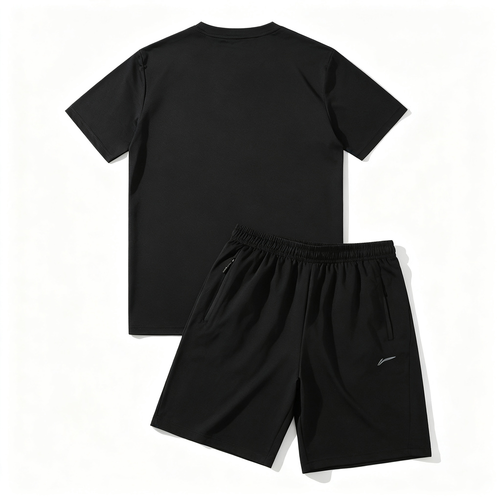 Black Athletic Short Sleeve T-Shirt & Shorts Set – casual T-shirt and everyday top
