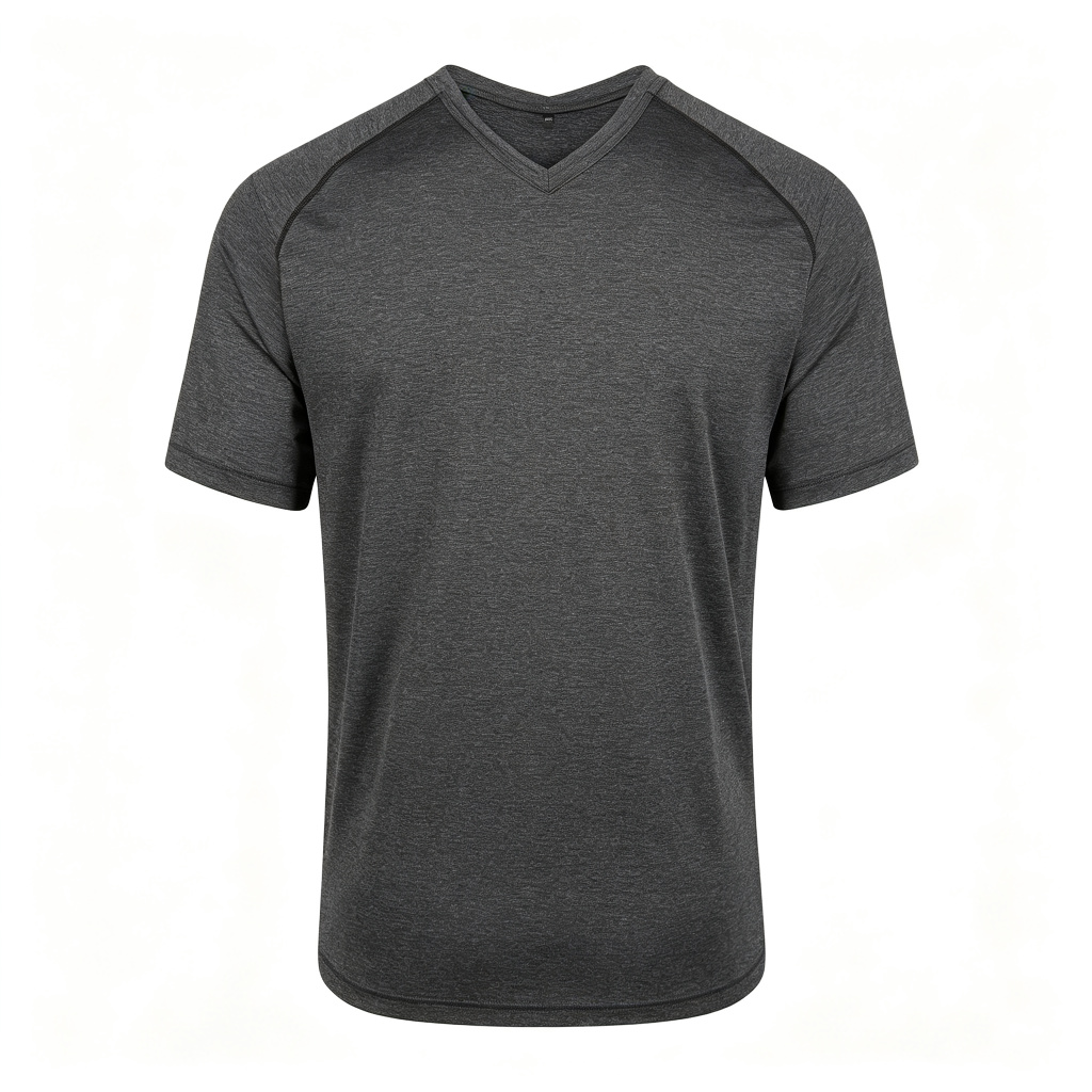 Dark Grey V-Neck Short Sleeve Athletic T-Shirt – casual T-shirt and everyday top