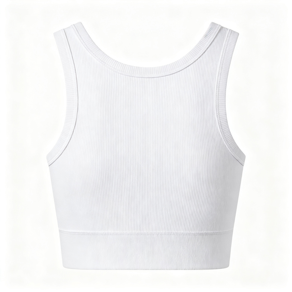White Ribbed Racerback Cropped Tank Top – casual T-shirt and everyday top