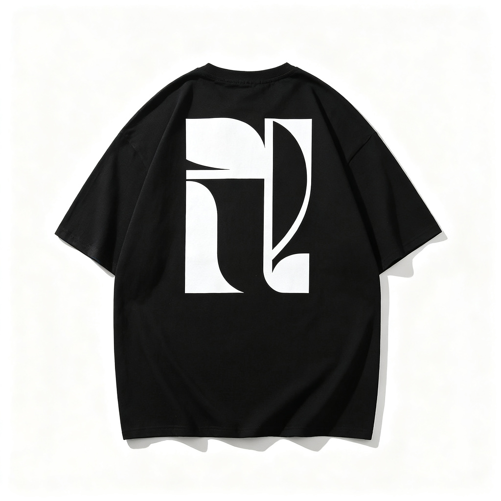 Black Back Abstract Geometric Print Oversized Tee – casual T-shirt and everyday top