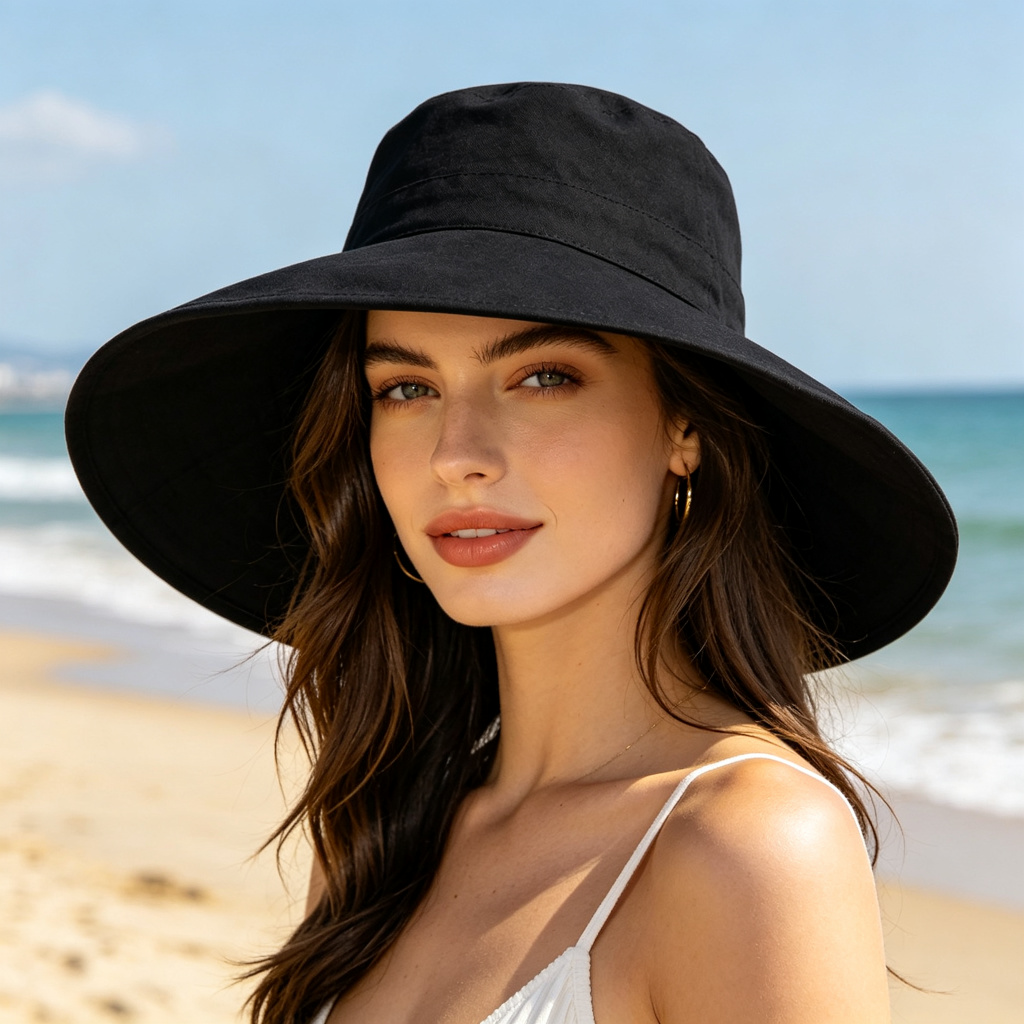 Black Wide Brim Bucket Hat – unisex hat and everyday headwear