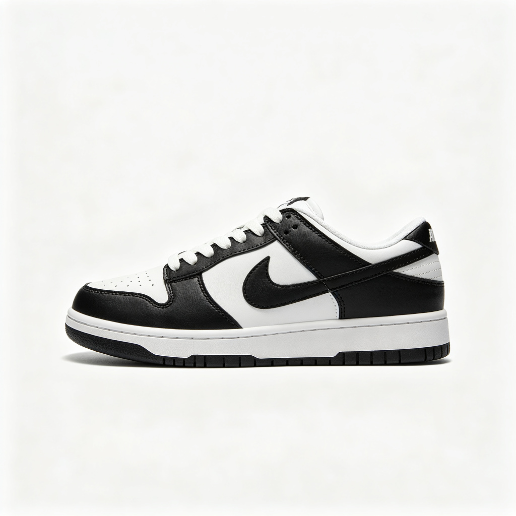 Black and White Colorblock Leather Sneakers