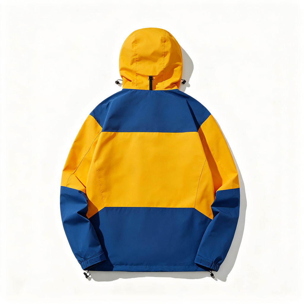Yellow Blue Colorblock Hooded Outdoor Jacket