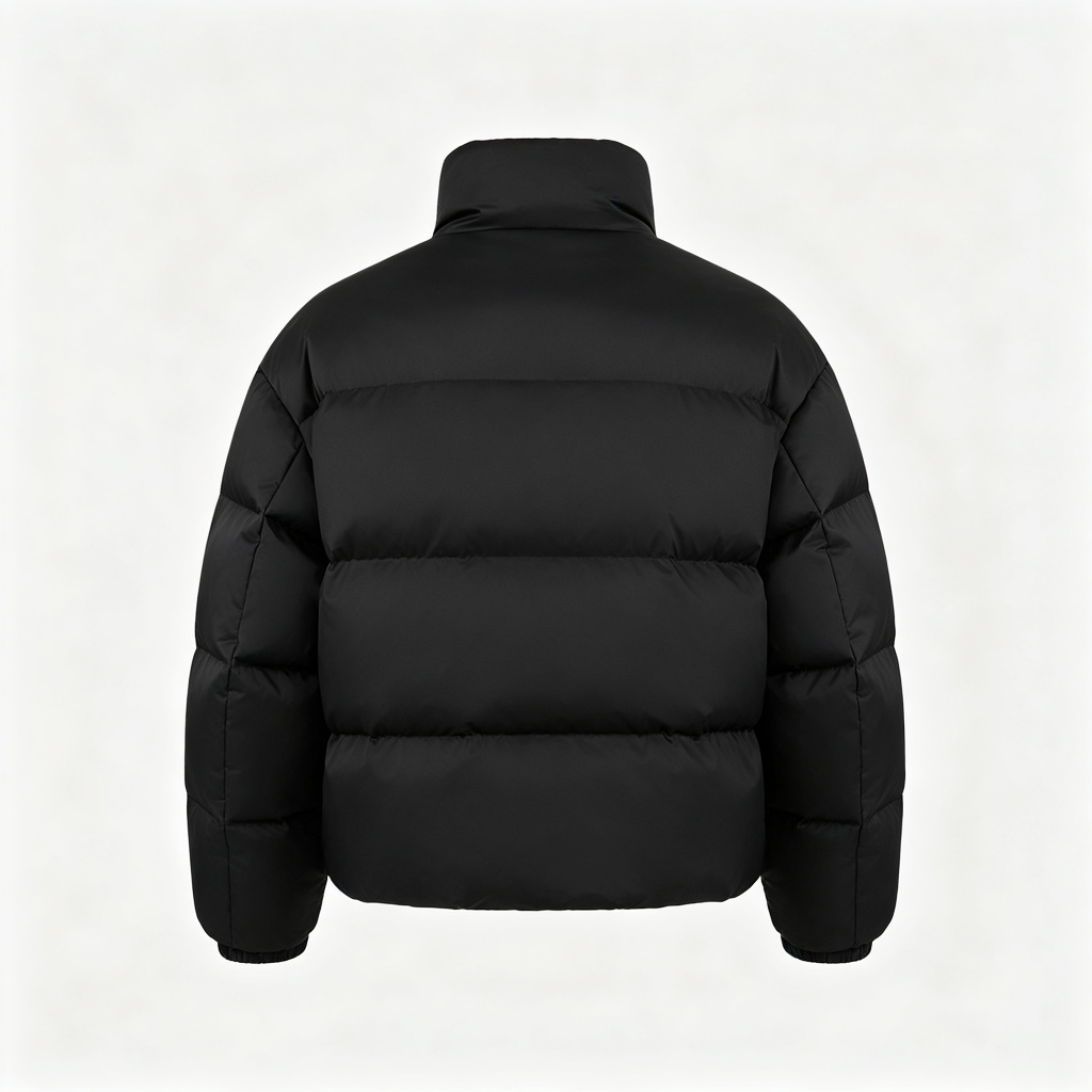 BlackCropped Stand-Collar Down Jacket