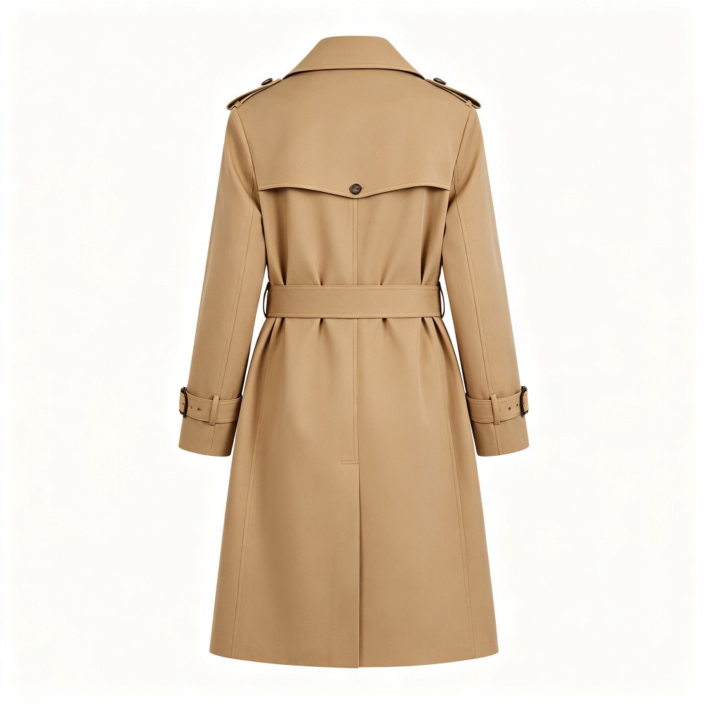 Khaki Mid-Length Trench Coat