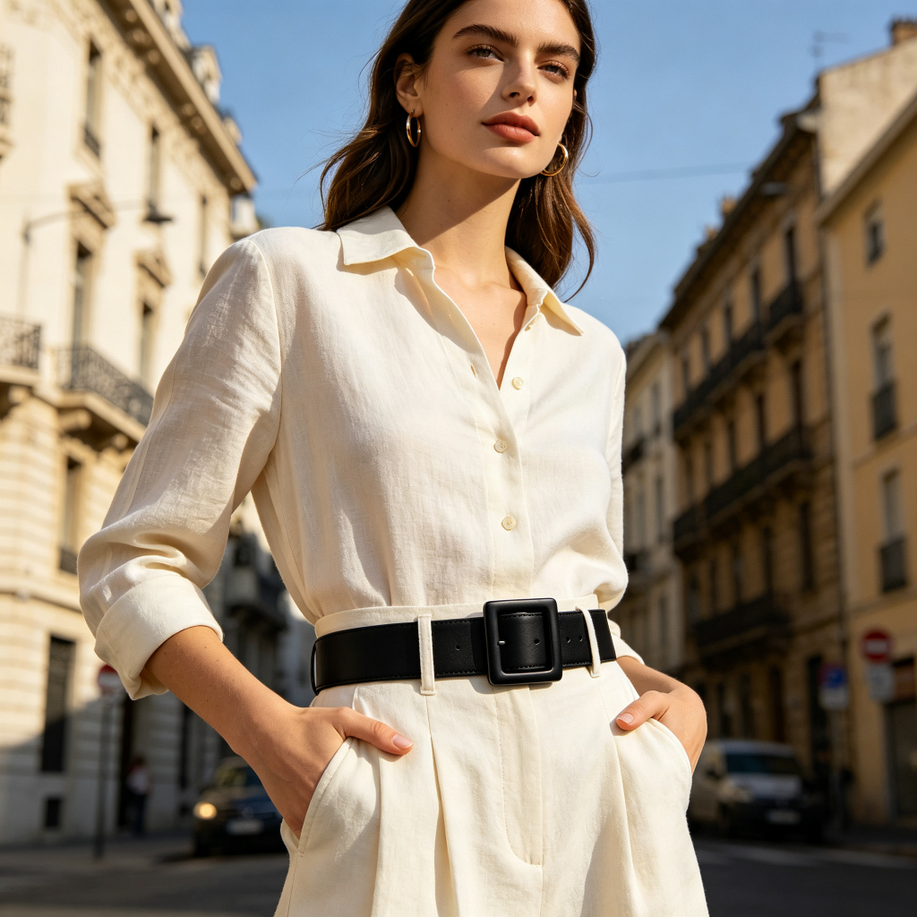 Black Leather Large Square Buckle Belt – adjustable fashion belt
