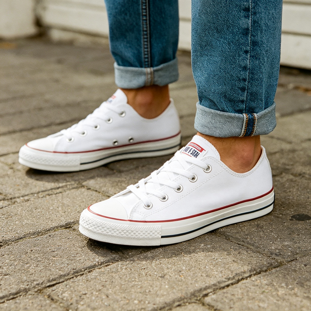 White Low Top Canvas Sneakers – comfortable casual shoes and sneakers