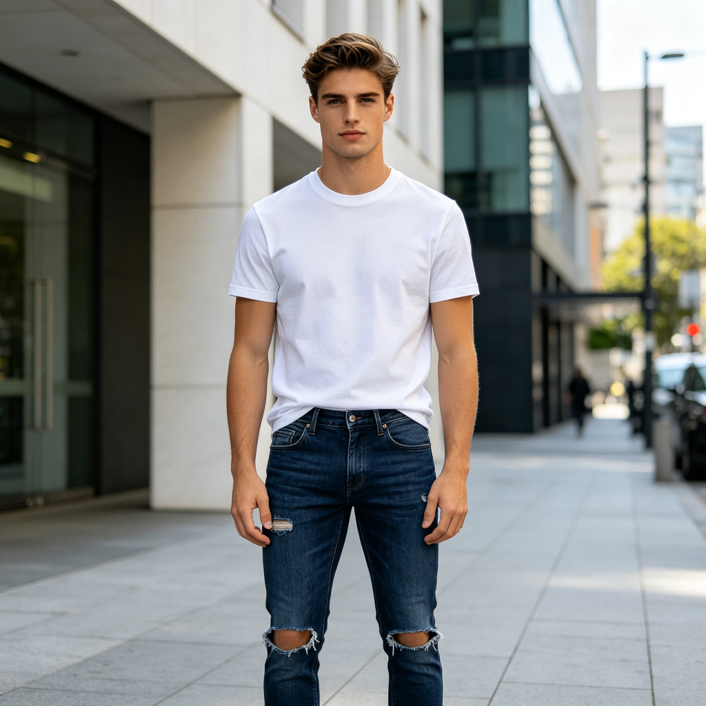 Dark Blue Ripped Slim Fit Jeans – casual bottoms and everyday streetwear