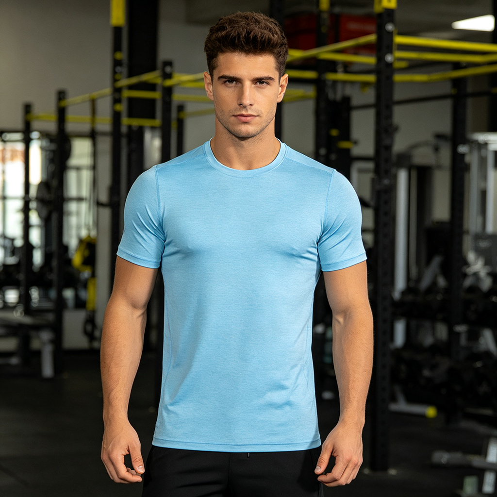 Light Blue Zip Pocket Short Sleeve Athletic T-Shirt – casual T-shirt and everyday top