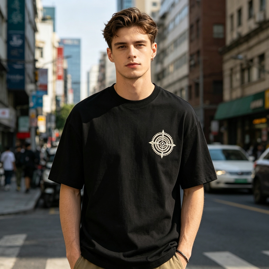 Black Vintage Badge Print Short Sleeve T-Shirt – casual T-shirt and everyday top
