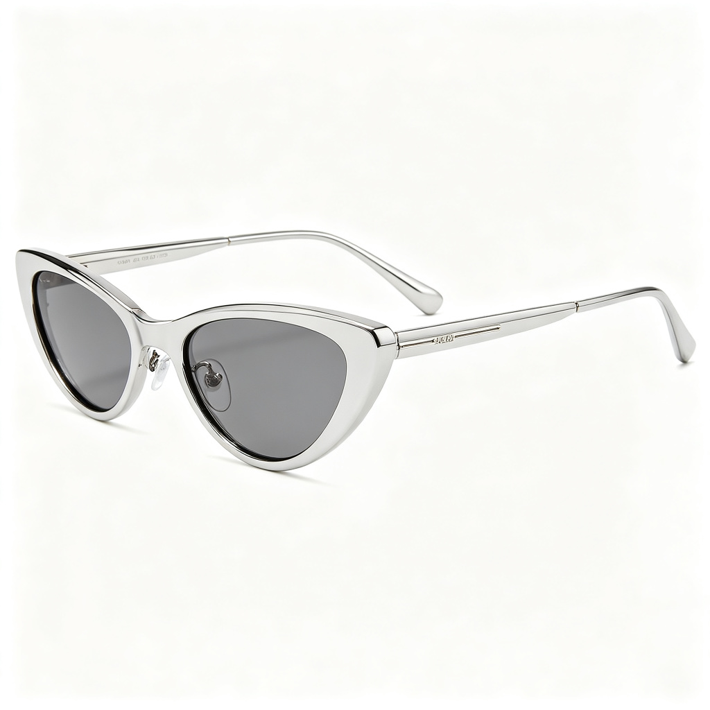 Silver Metal Cat Eye Sunglasses