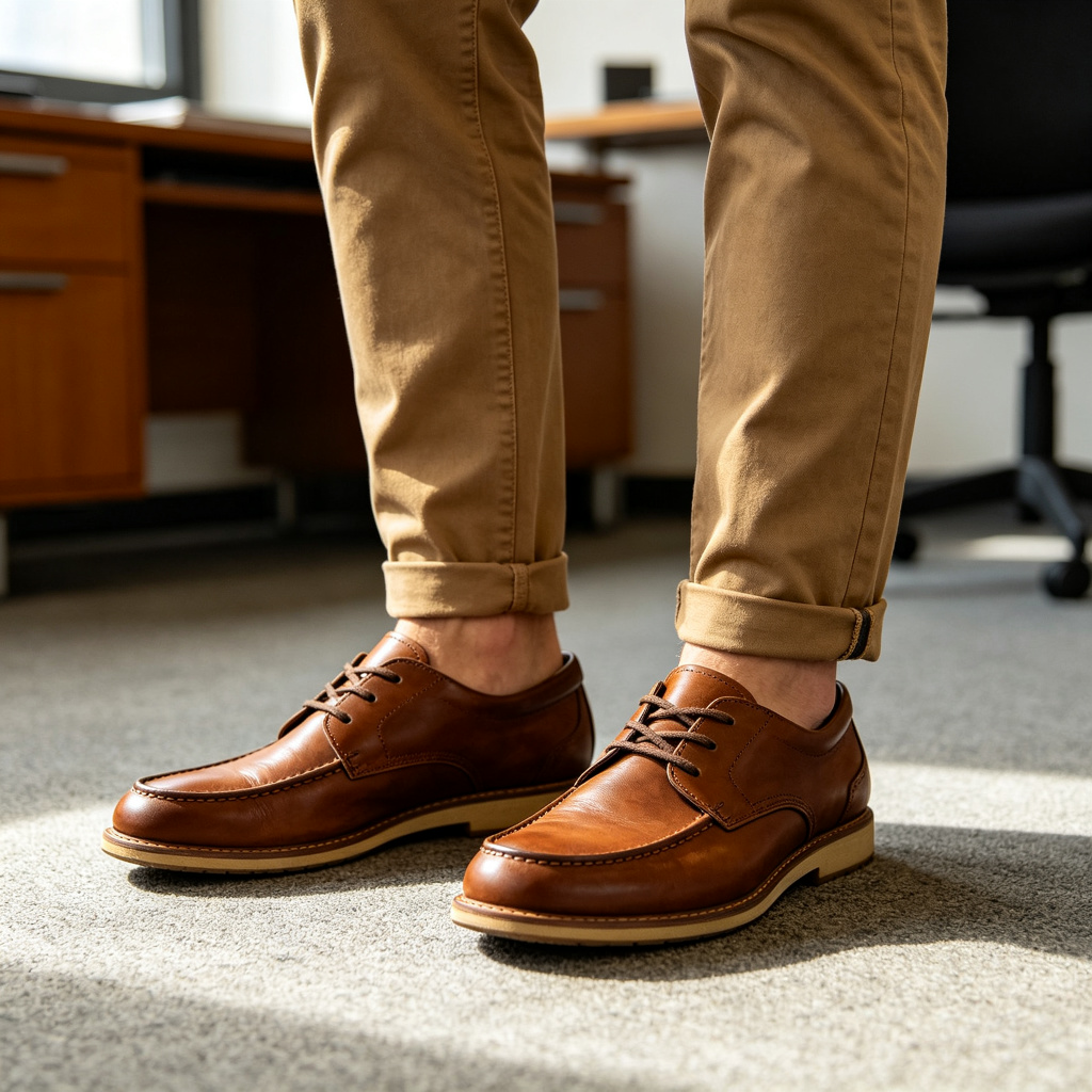 Brown Leather Casual Derby Shoes