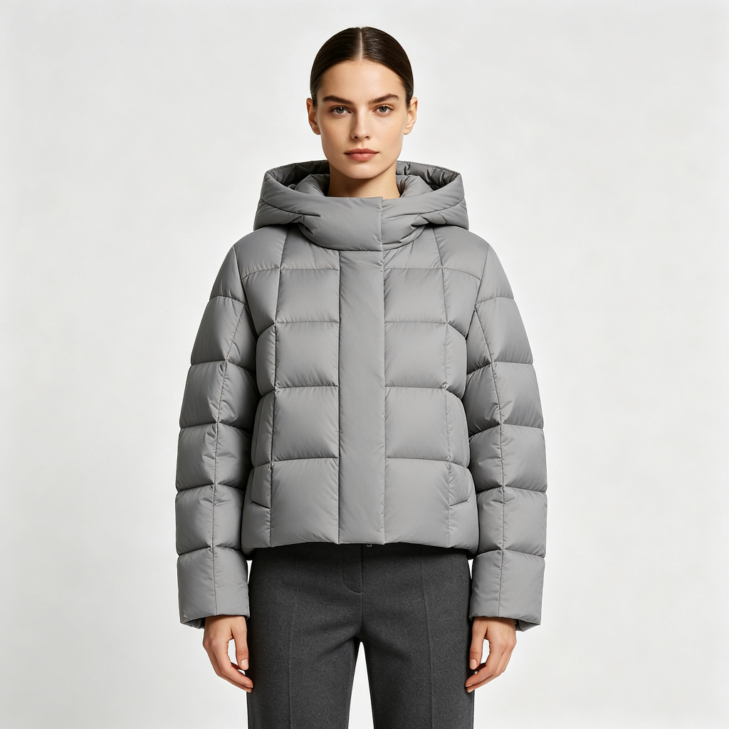 GrayHooded Down Jacket