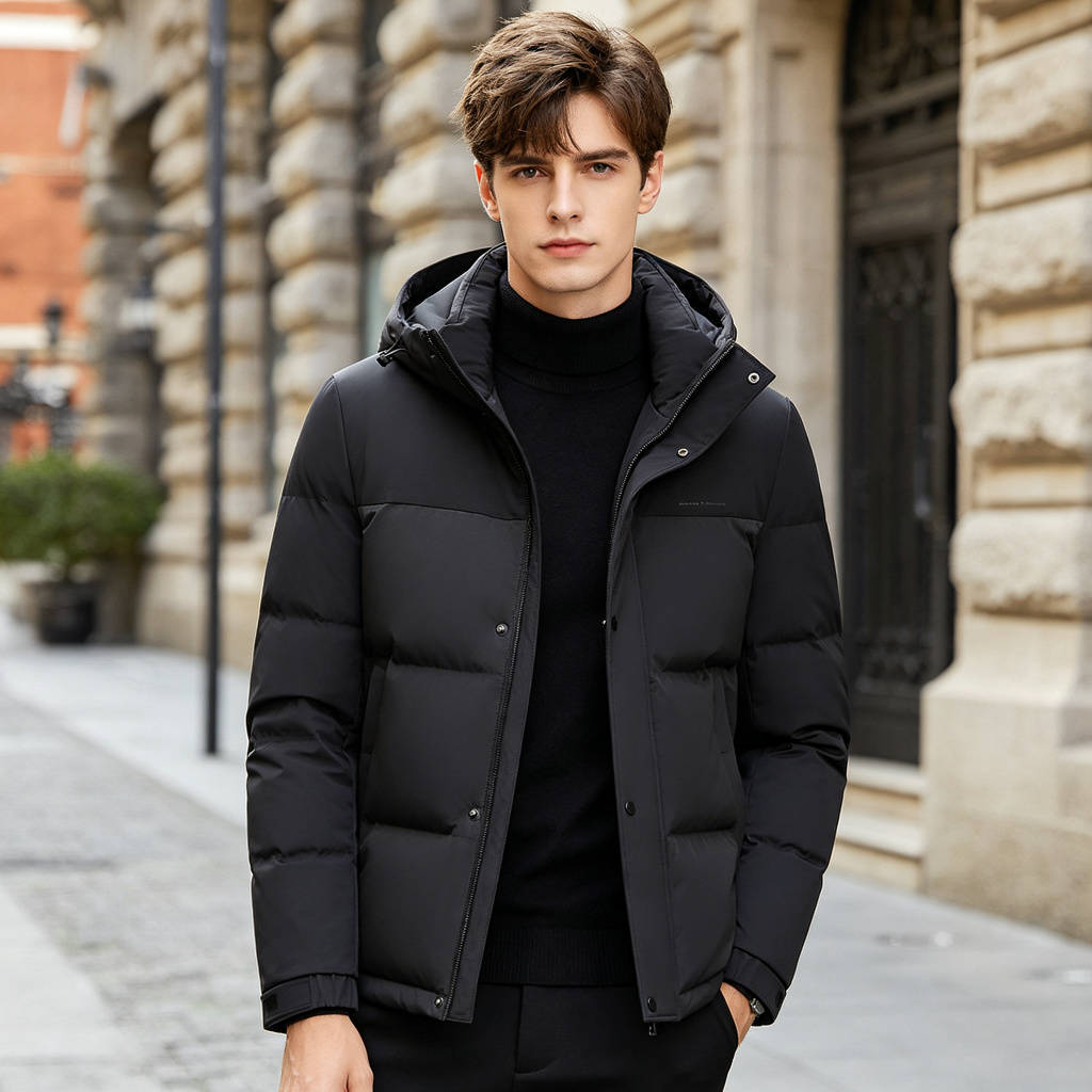 BlackColor-Block Down Jacket