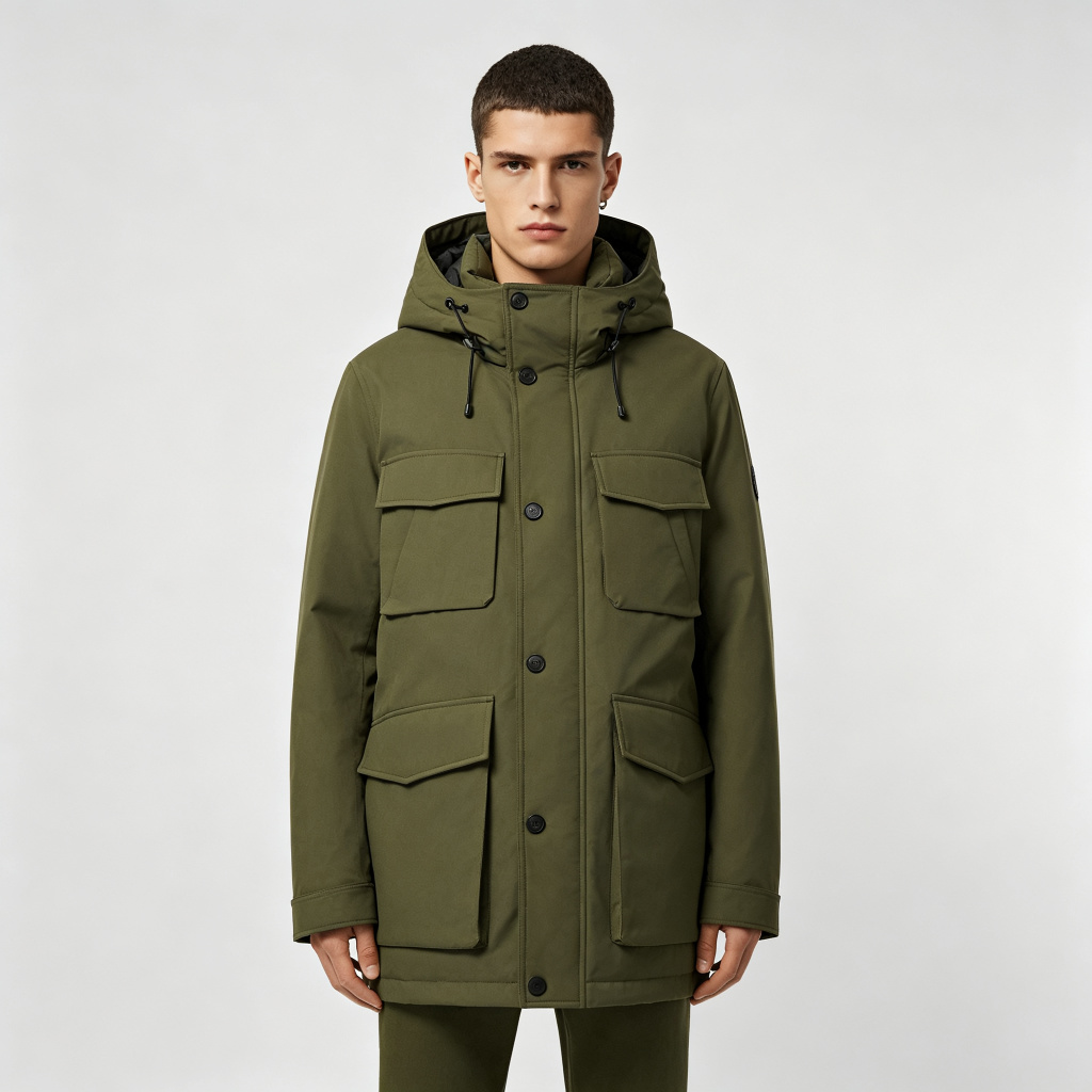 Army GreenHooded Down Jacket