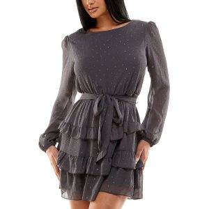 Junior-Kleid – Metallic-Optik, kurz, Mini