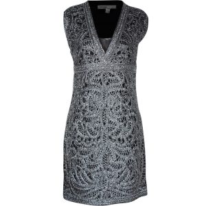 Maje Kleid – V-Ausschnitt, Mini, Silber, Polyester, 7748680810556